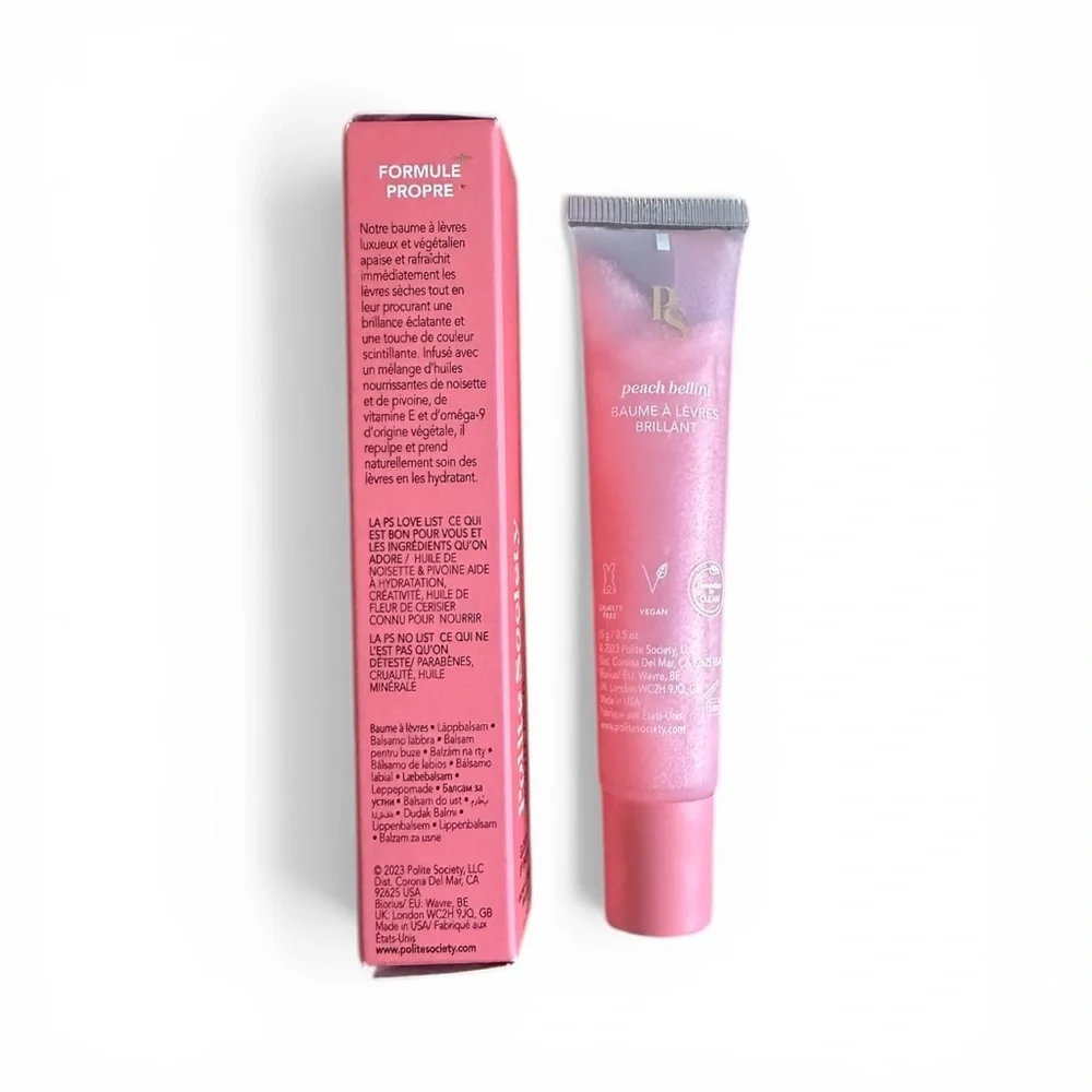 Polite Society Polite Pout Glossy Lip Balm — Peach Bellini 15g-.50 OZ
